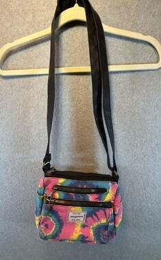 Aéropostale Canvas Multi-Zip Crossbody Purse Tie-Dye
